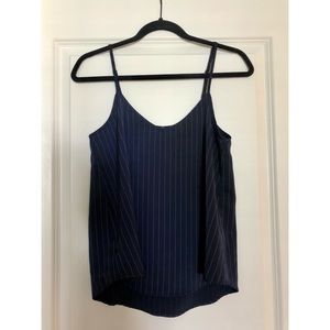 Navy Blue & White Striped Tank Top